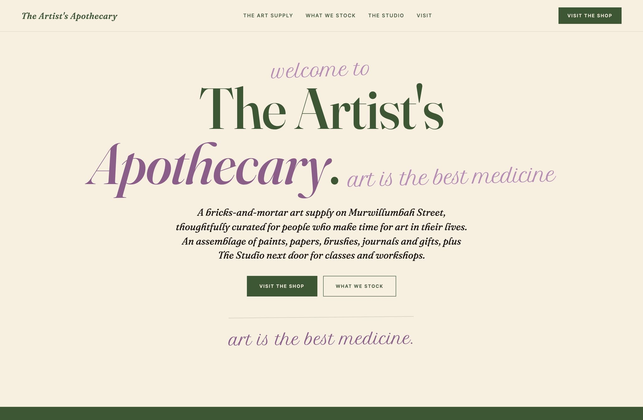 Artists Apothecary, Web Design project thumbnail