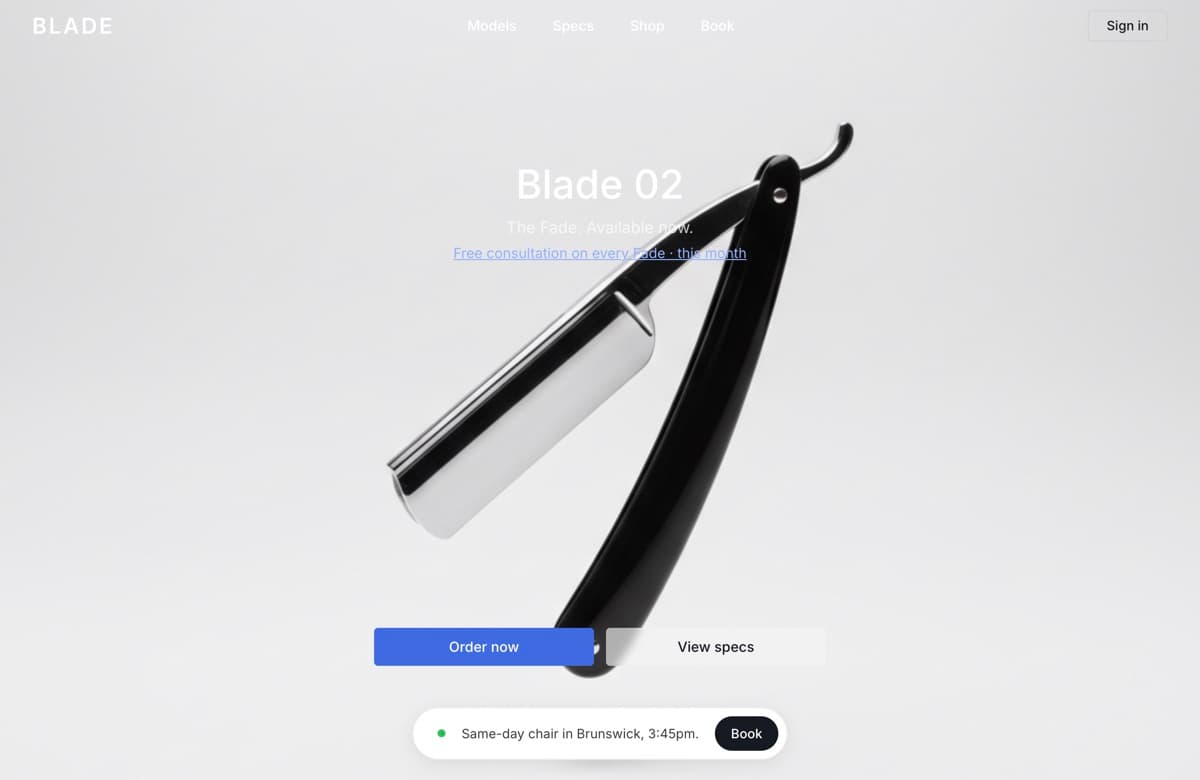 BLADE Barber, Web Design project thumbnail