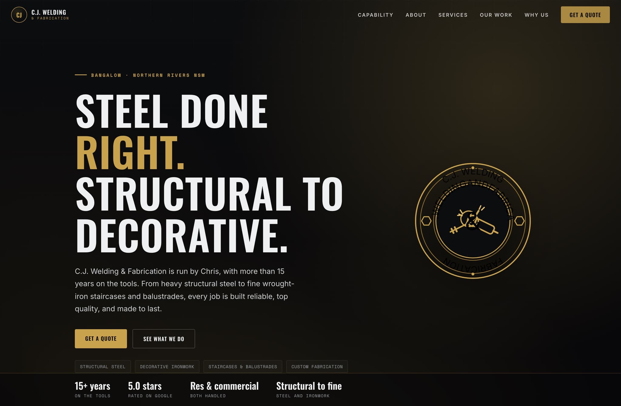 CJ Welding, Web Design project thumbnail