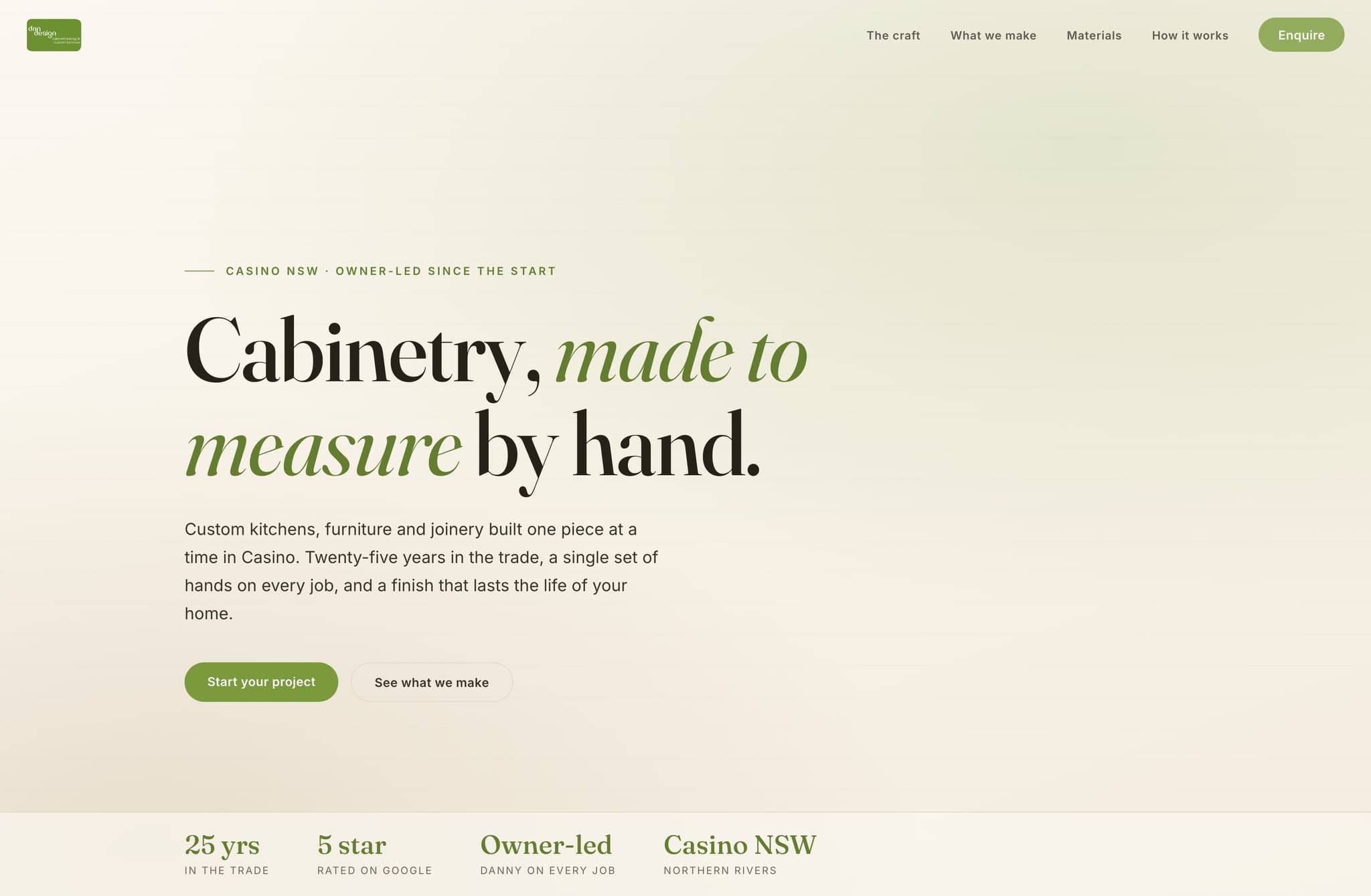 DAN Design Cabinetmaking, Web Design project thumbnail
