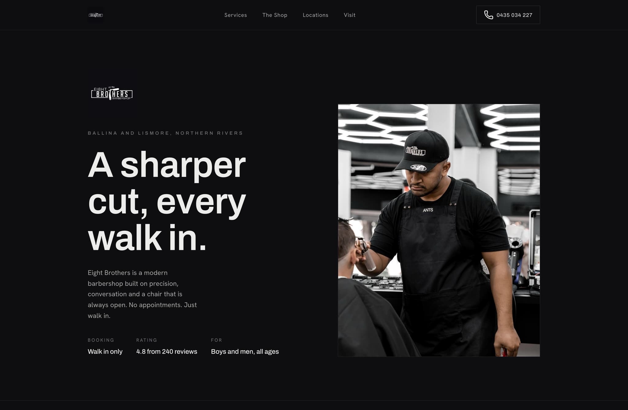 Eight Brothers Barbershop, Web Design project thumbnail