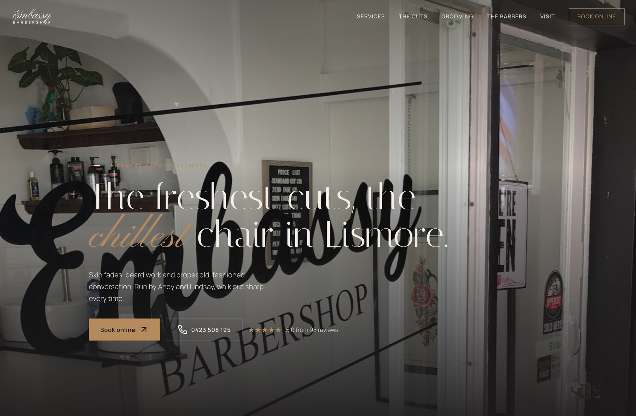 Embassy Barbershop, Web Design project thumbnail