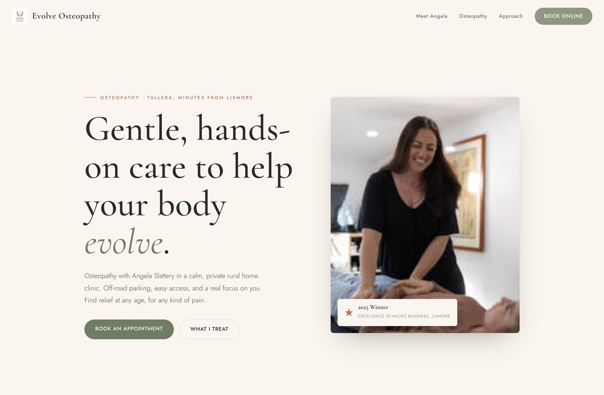 Evolve Osteopathy, Web Design project thumbnail