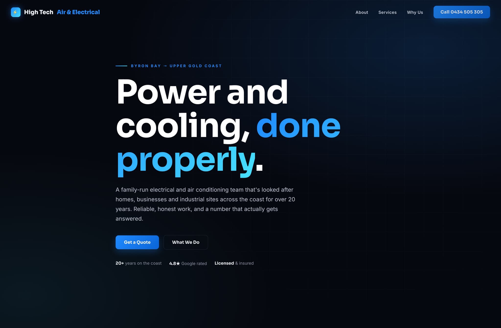 Hightech AIR Electrical, Web Design project thumbnail