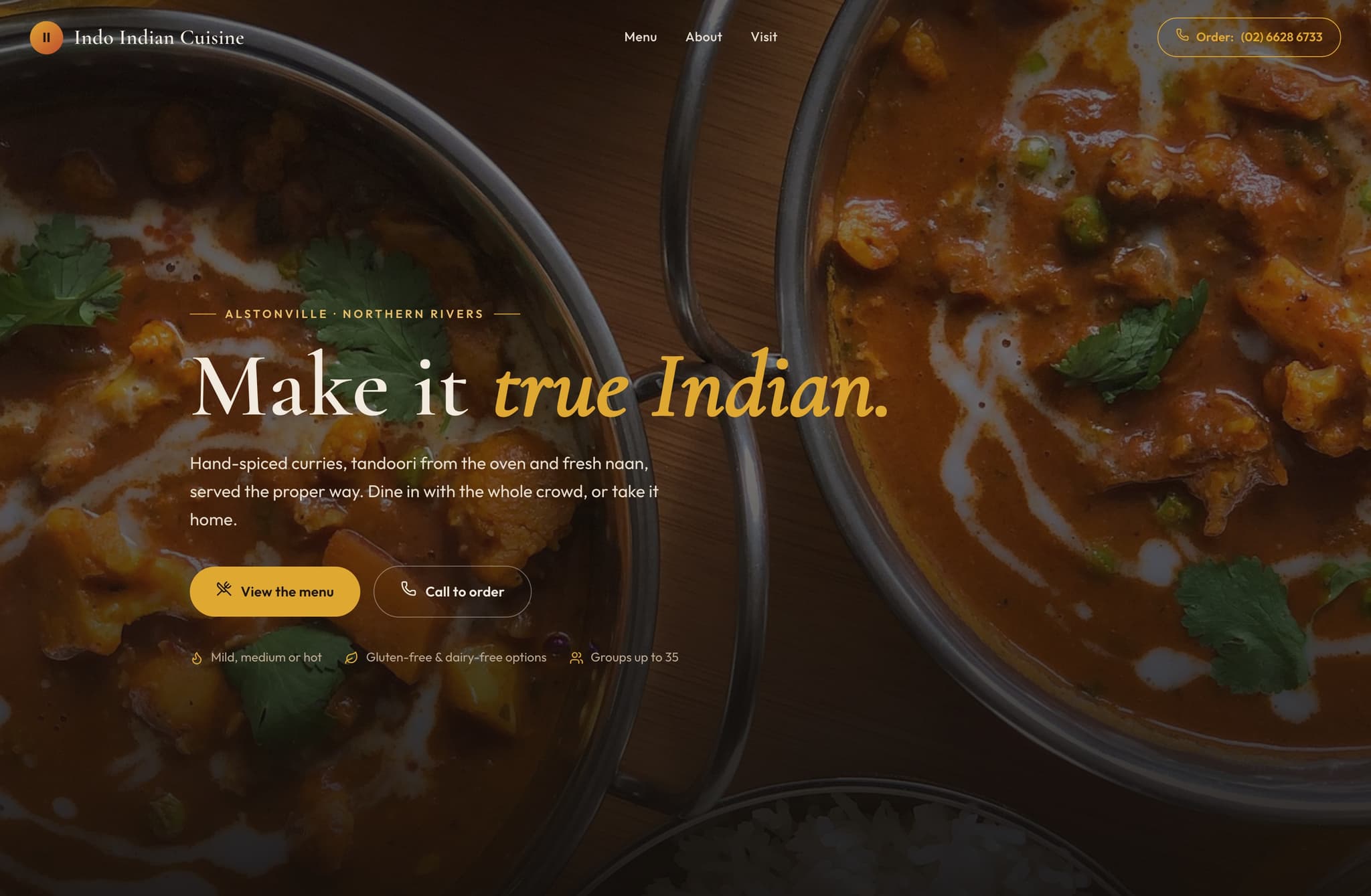 Indo Indian Cuisine, Web Design project thumbnail