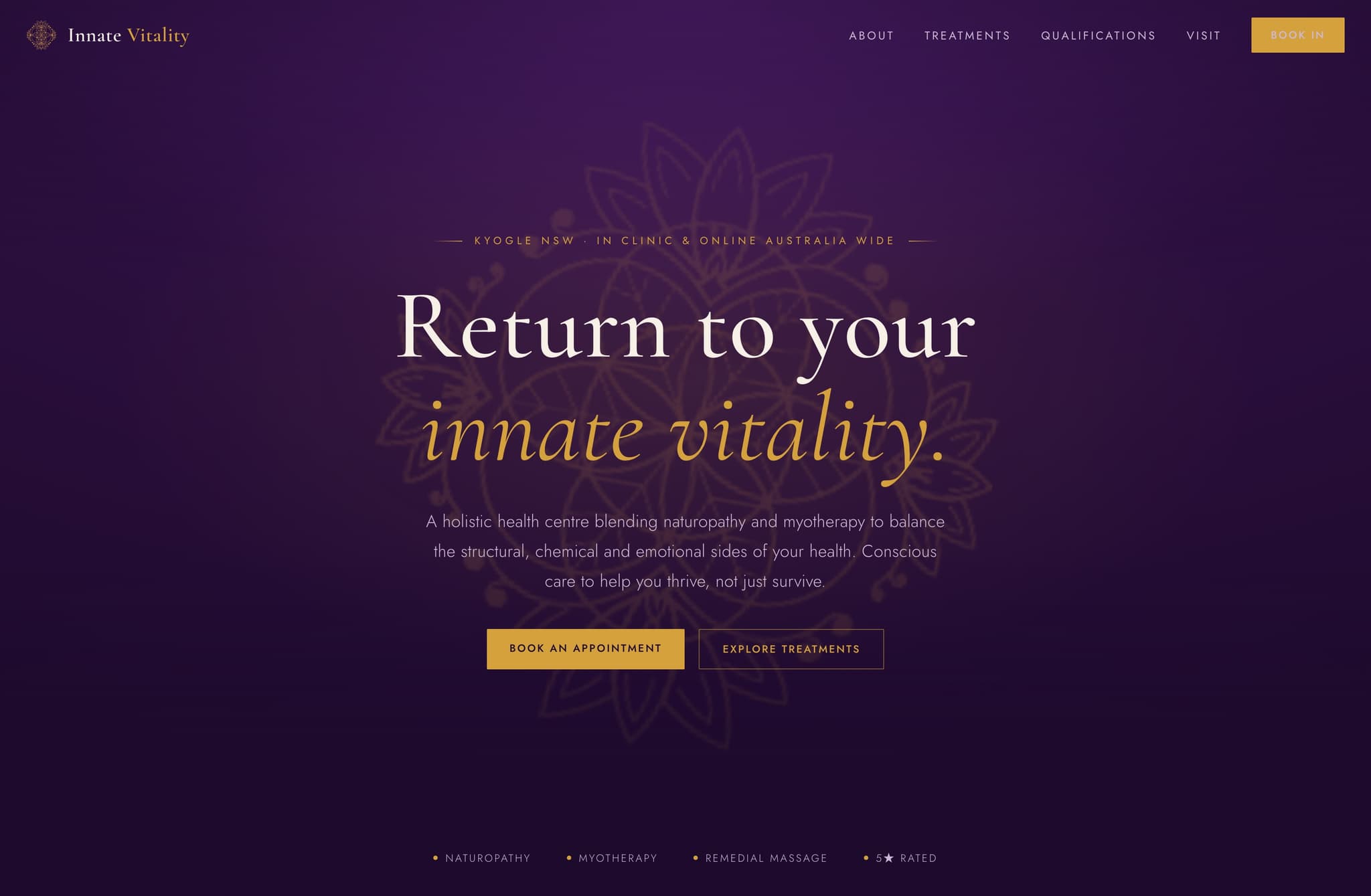 Innate Vitality, Web Design project thumbnail