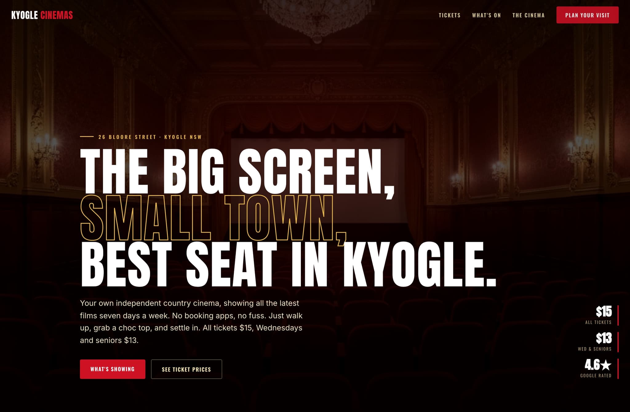 Kyogle Cinemas, Web Design project thumbnail