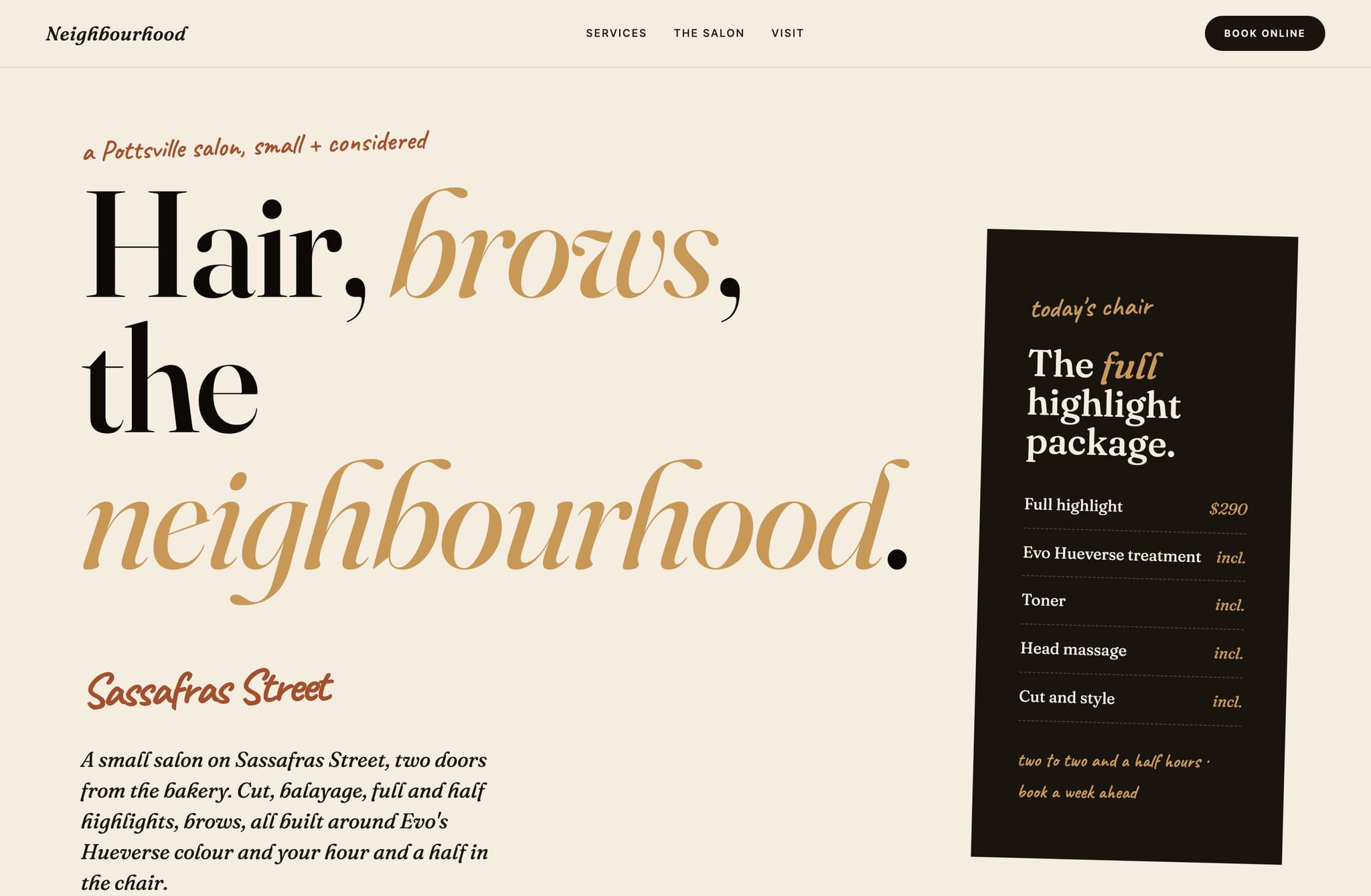 Neighbourhood Hair, Web Design project thumbnail