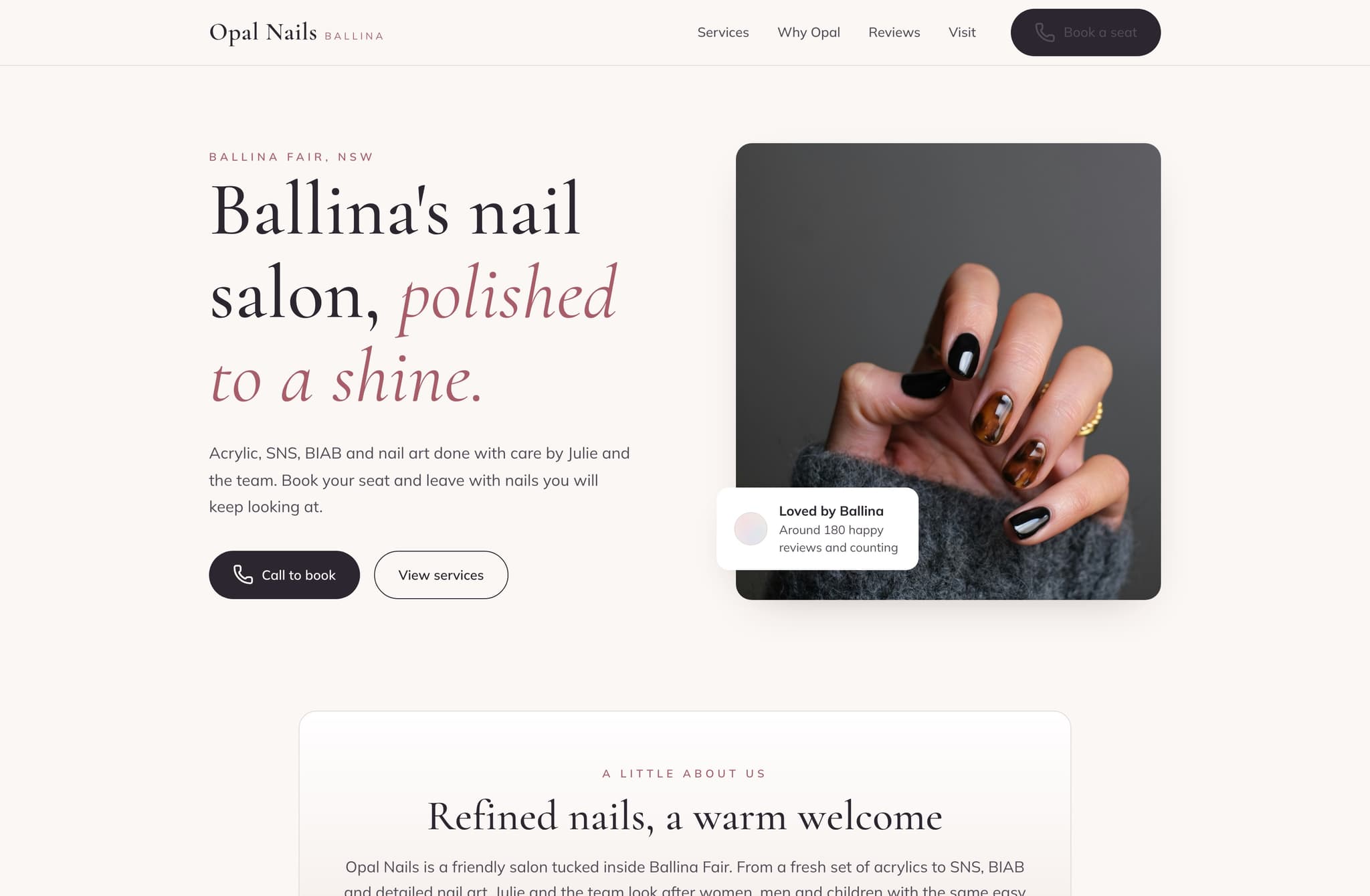 Opal Nails, Web Design project thumbnail
