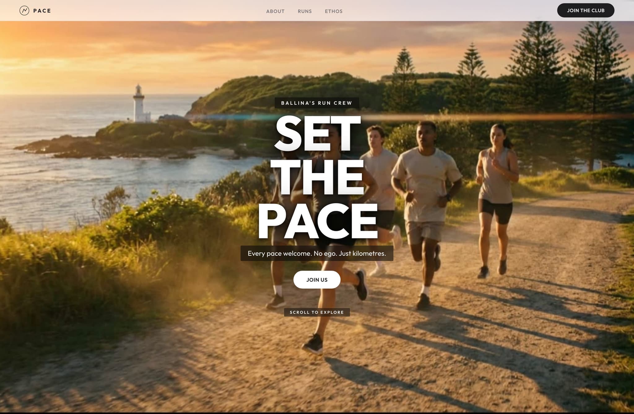 Pace RUN Club Ballina, Web Design project thumbnail