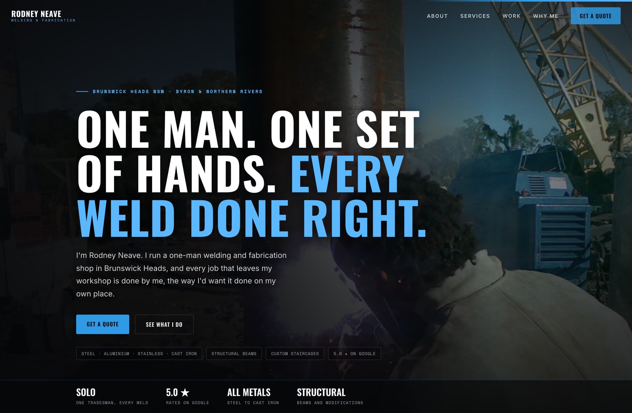 Rodney Neave Welding, Web Design project thumbnail