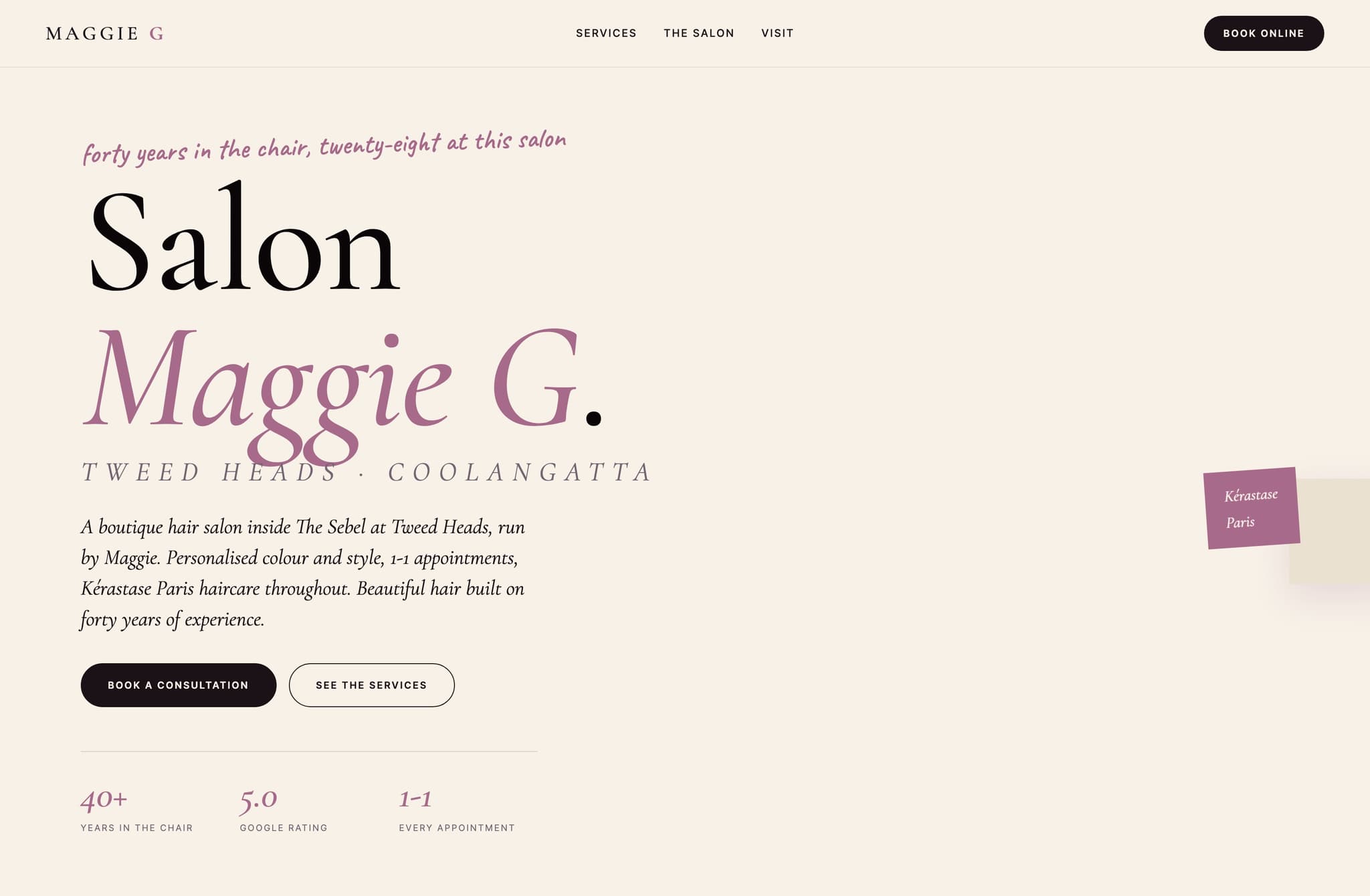 Salon Maggie G, Web Design project thumbnail