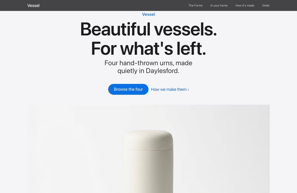 Vessel Urns, Web Design project thumbnail