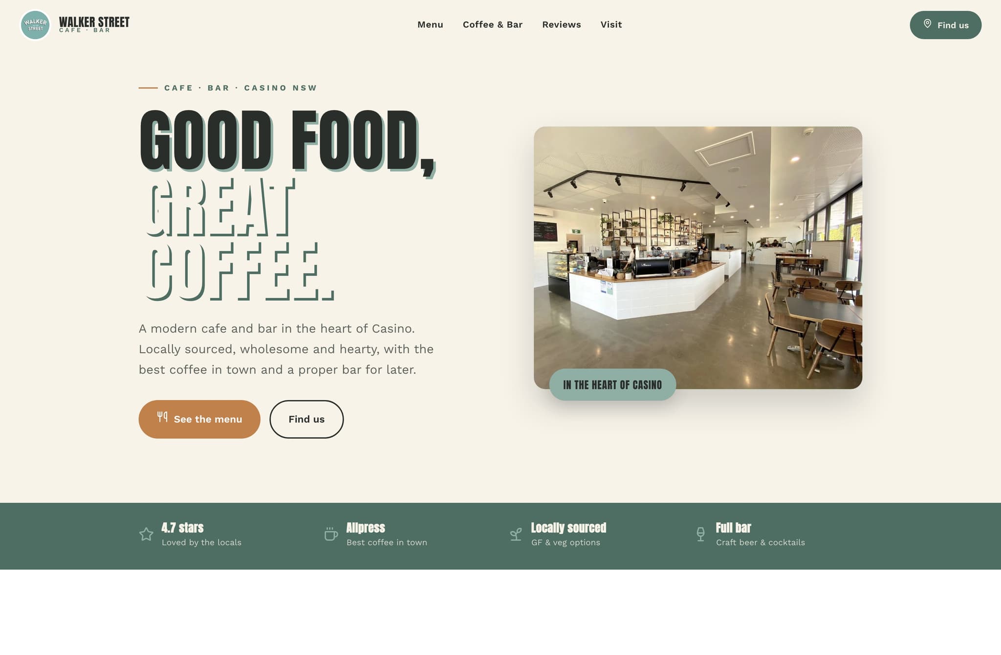 Walker Street Cafe BAR, Web Design project thumbnail