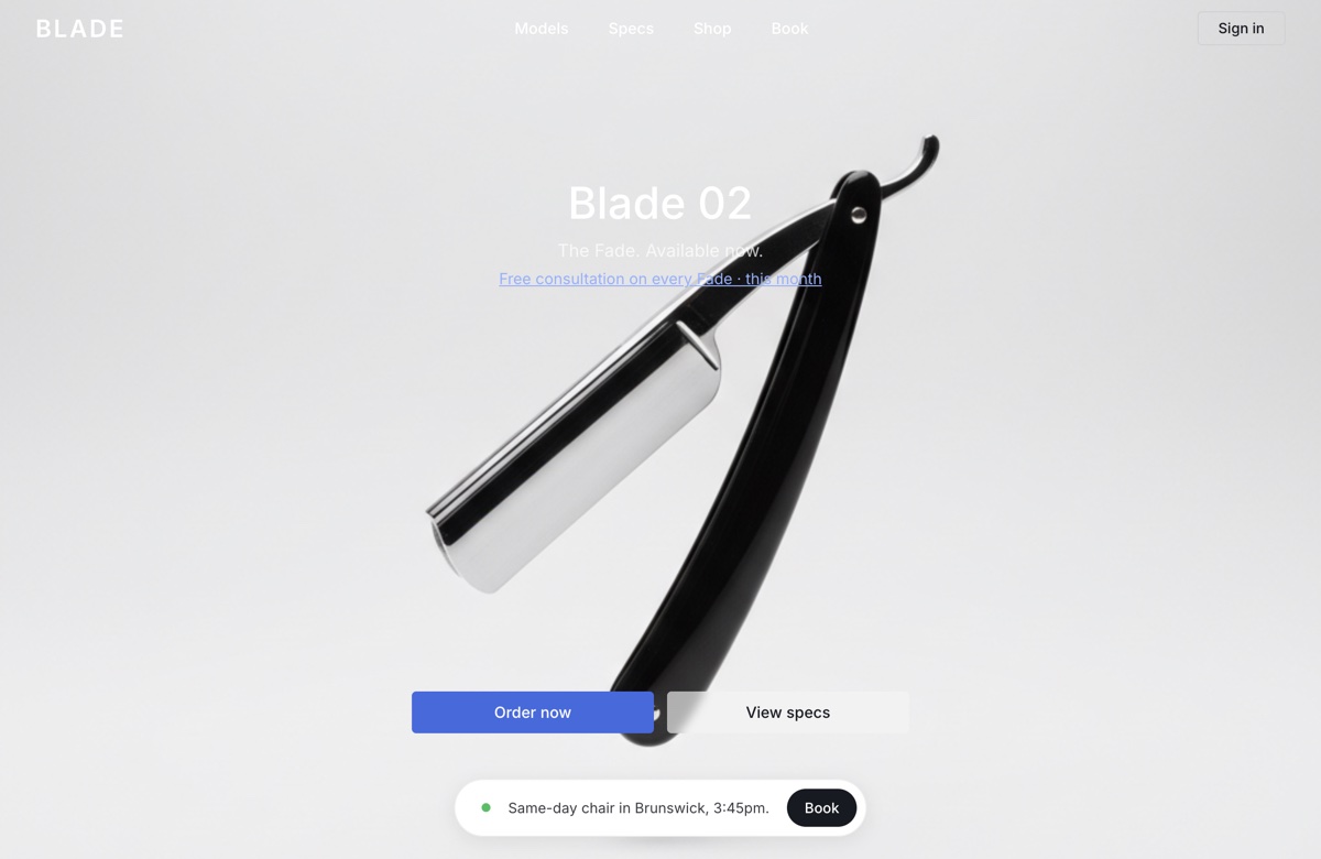 BLADE Barber, Web Design project thumbnail