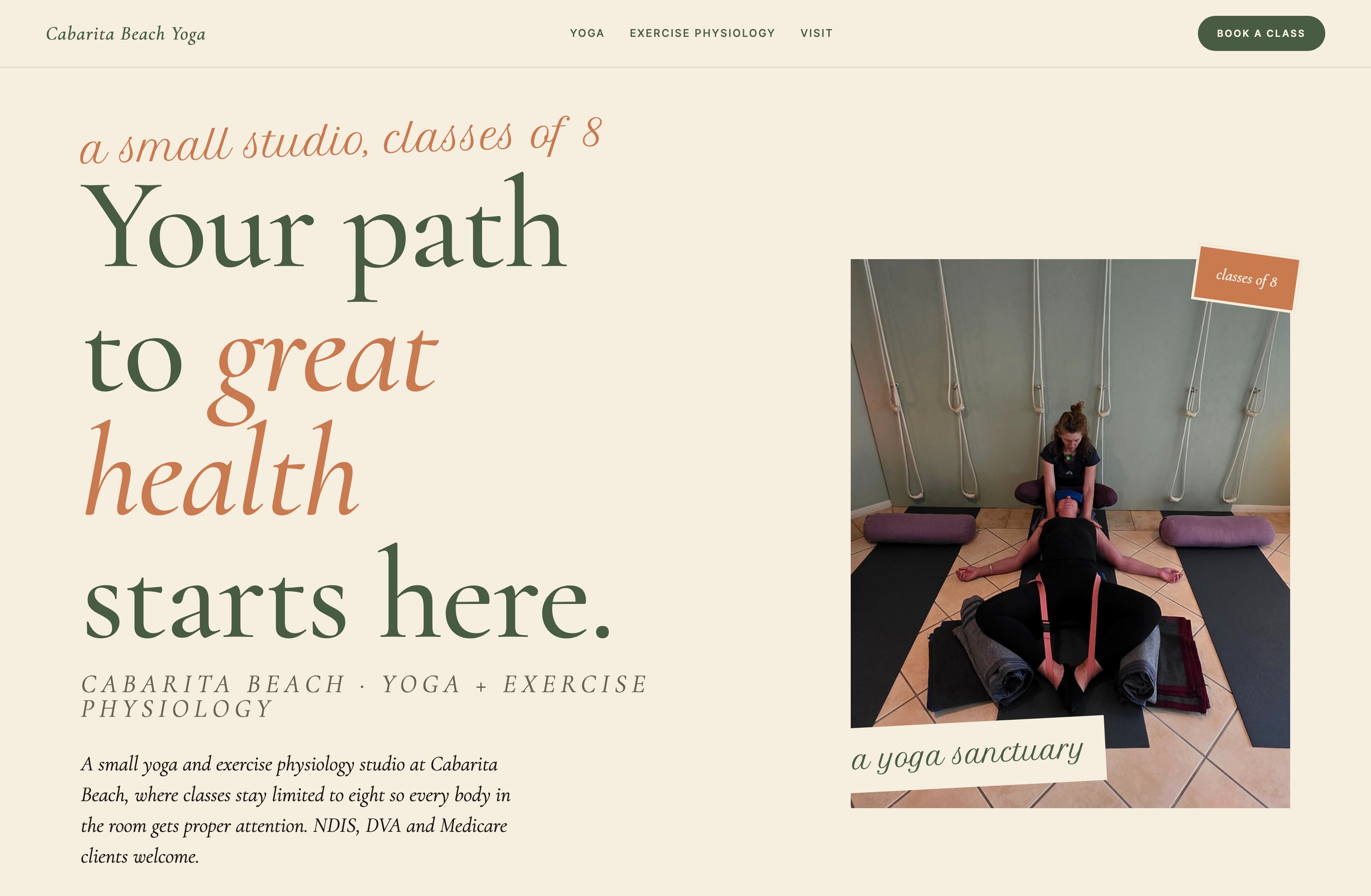 Cabarita Yoga, Web Design project thumbnail