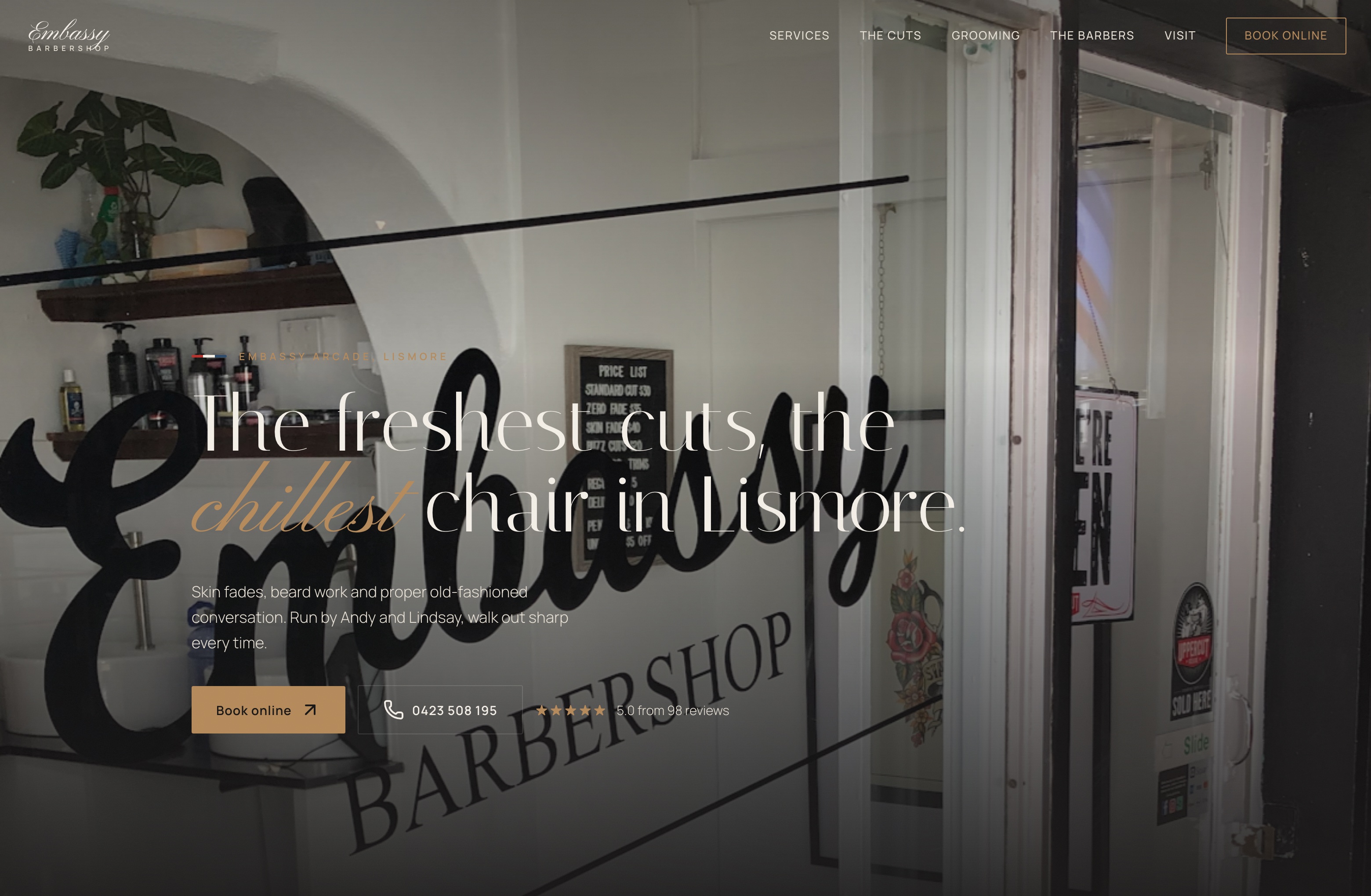 Embassy Barbershop, Web Design project thumbnail