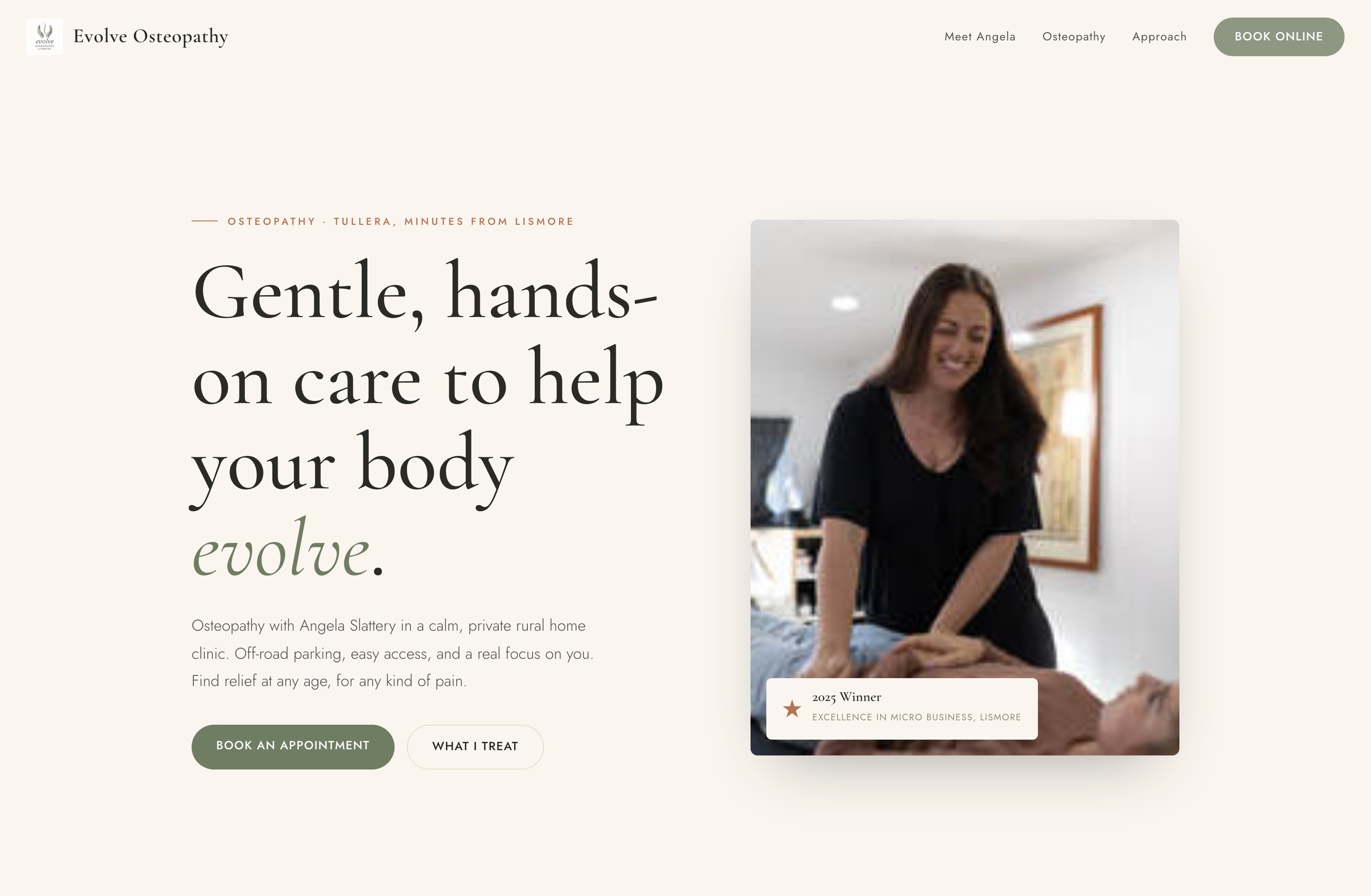 Evolve Osteopathy, Web Design project thumbnail