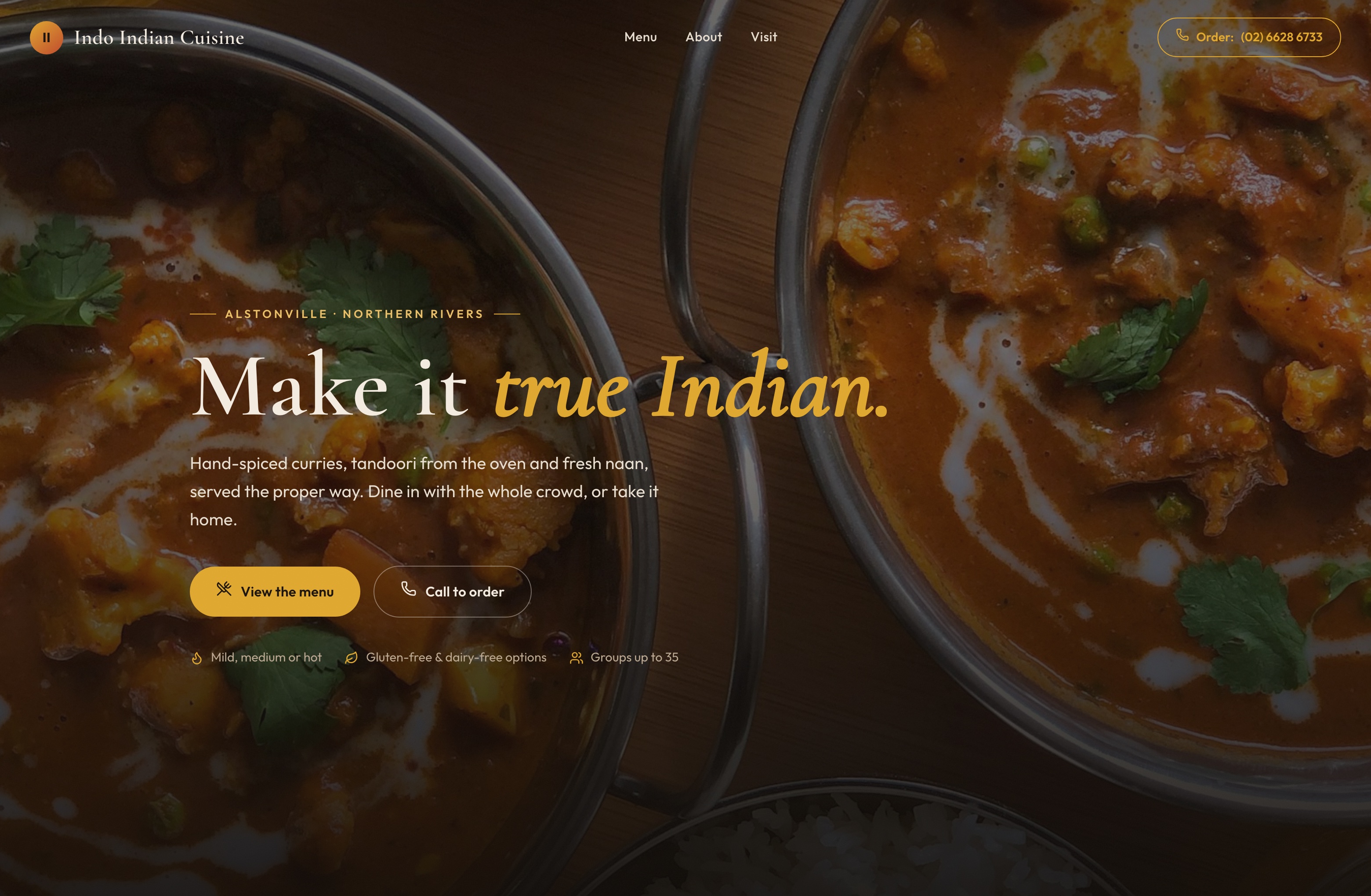 Indo Indian Cuisine, Web Design project thumbnail