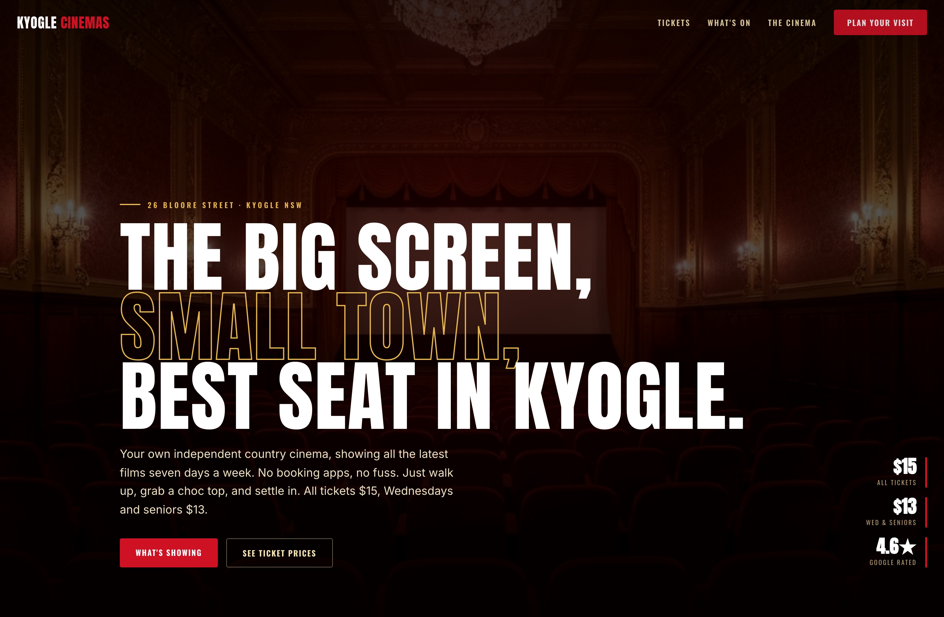 Kyogle Cinemas, Web Design project thumbnail