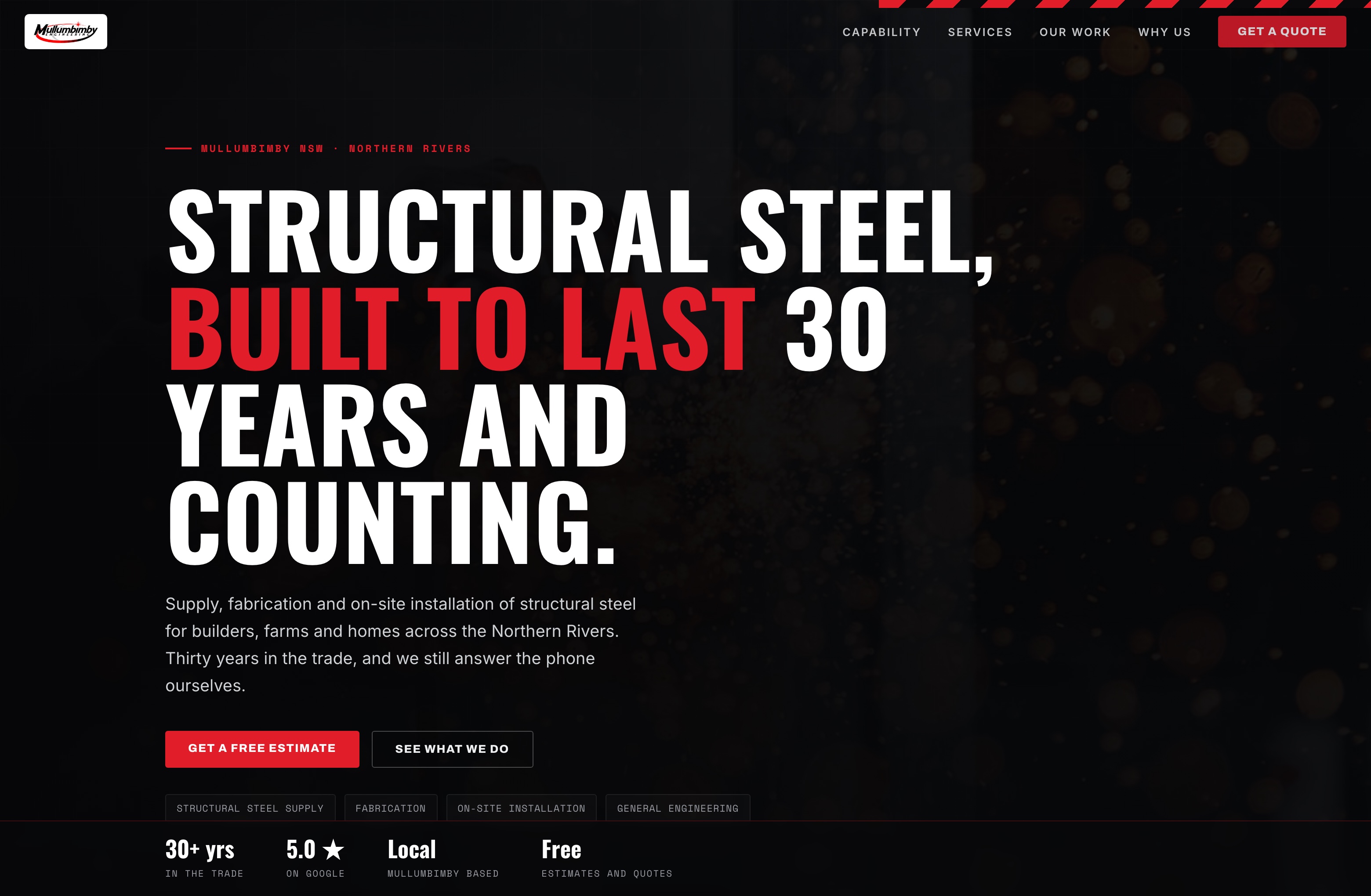 Mullumbimby Engineering, Web Design project thumbnail