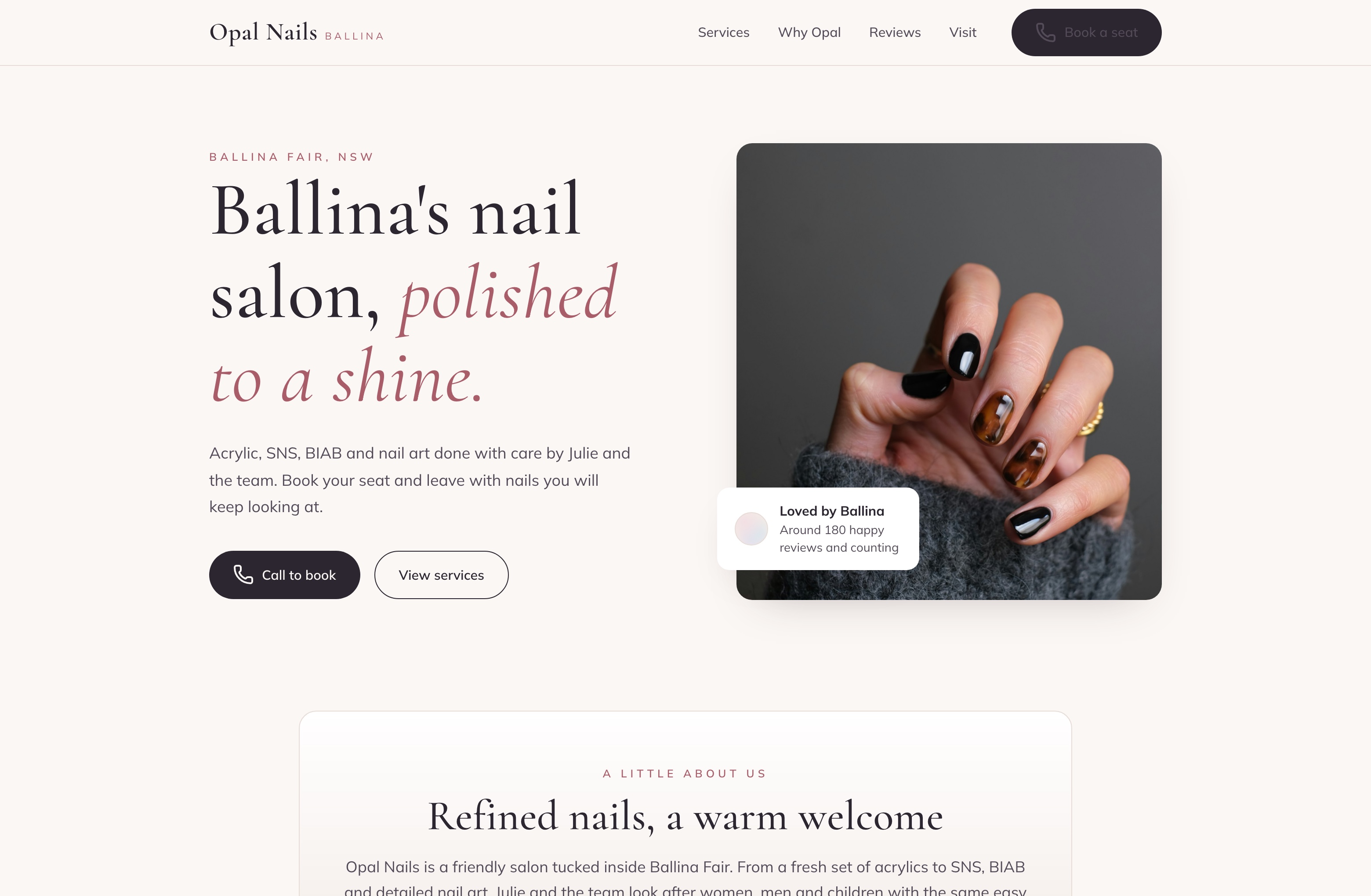Opal Nails, Web Design project thumbnail