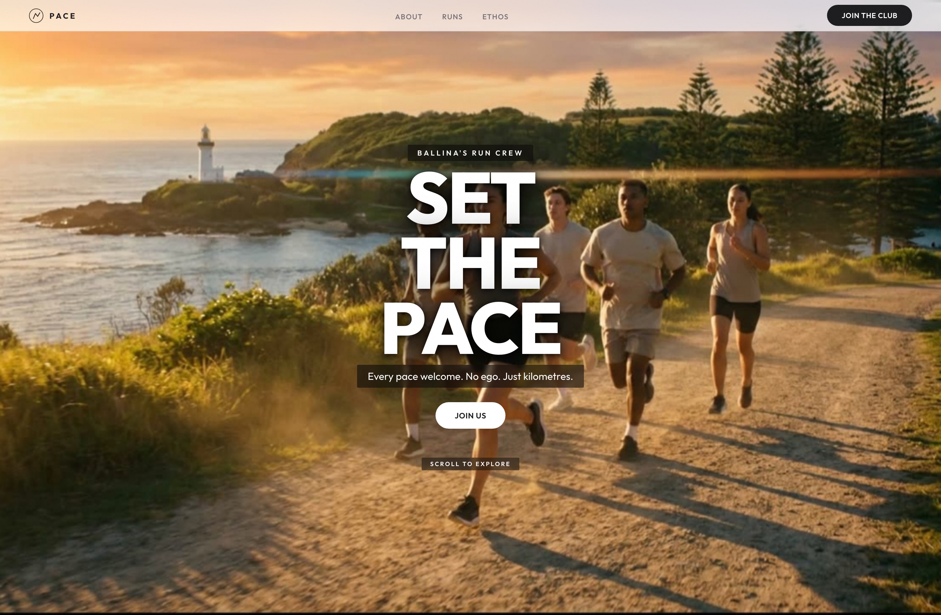 Pace RUN Club Ballina, Web Design project thumbnail