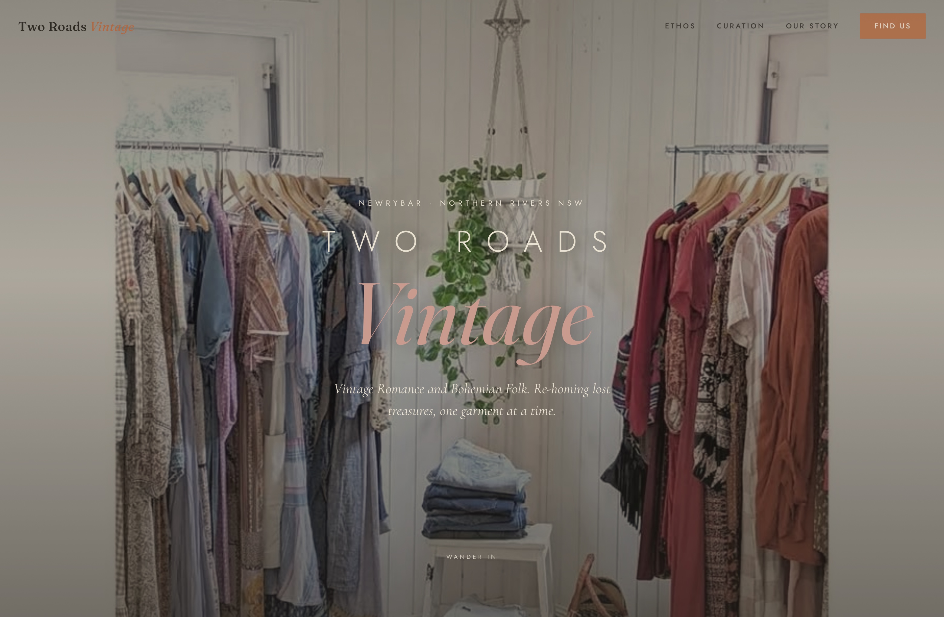 TWO Roads Vintage, Web Design project thumbnail