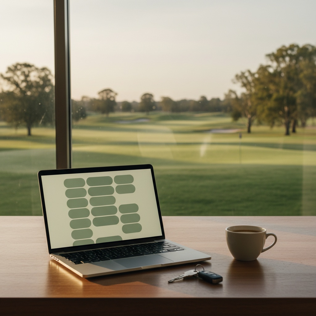 Tee-time booking on a laptop