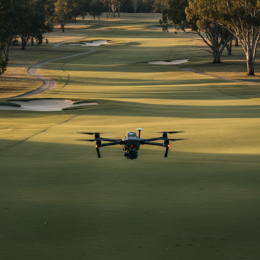 Drone filming the course